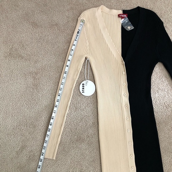 STAUD Shoko Colorblock Midi Sweater Dress Medium - Picture 13 of 15